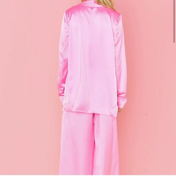 Show Me Your Mumu Felix Blazer + Irwin Pants Pink Luxe Satin New with Tags! - Picture 2 of 11